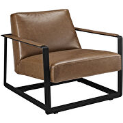 Vegan leather accent chair in brown additional photo 3 of 4