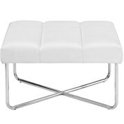 Upholstered vinyl ottoman in white by Modway additional picture 2
