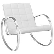 Upholstered vinyl lounge chair in white additional photo 2 of 4