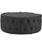 Upholstered vinyl ottoman in black additional photo 3 of 4