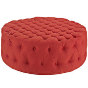 Upholstered fabric ottoman in atomic red additional photo 2 of 4