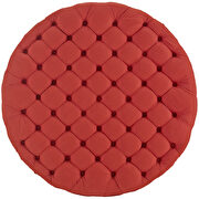 Upholstered fabric ottoman in atomic red additional photo 4 of 4
