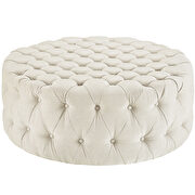 Upholstered fabric ottoman in beige additional photo 2 of 4