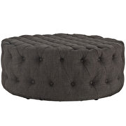 Upholstered fabric ottoman in brown additional photo 3 of 4