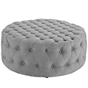 Upholstered fabric ottoman in light gray additional photo 2 of 4