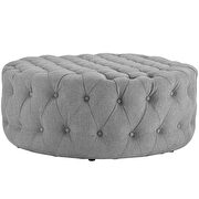 Upholstered fabric ottoman in light gray additional photo 3 of 4