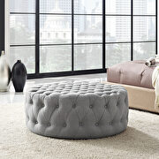 Upholstered fabric ottoman in light gray additional photo 5 of 4