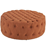 Upholstered fabric ottoman in orange additional photo 2 of 4