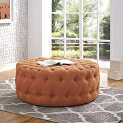 Upholstered fabric ottoman in orange additional photo 5 of 4