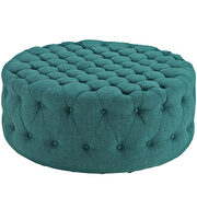 Upholstered fabric ottoman in teal additional photo 2 of 4