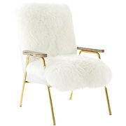 Sheepskin armchair in brown white by Modway additional picture 4