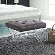 Gray velvet upholstery bench by Modway additional picture 2