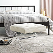 Ivory velvet upholstery bench by Modway additional picture 2