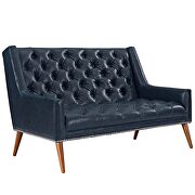 Upholstered vinyl loveseat in blue by Modway additional picture 4