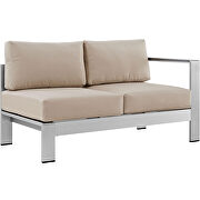 5 piece outdoor patio aluminum sectional sofa set in silver beige additional photo 5 of 6