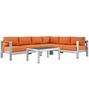 5 piece outdoor patio aluminum sectional sofa set in silver orange by Modway additional picture 7