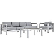 4 piece outdoor patio aluminum sectional sofa set in silver gray by Modway additional picture 6