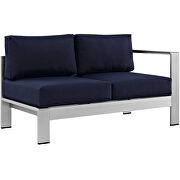 4 piece outdoor patio aluminum sectional sofa set in silver navy additional photo 4 of 5