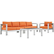 4 piece outdoor patio aluminum sectional sofa set in silver orange by Modway additional picture 6