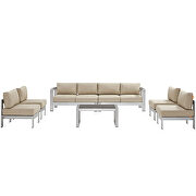 7 piece outdoor patio sectional sofa set in silver beige by Modway additional picture 6