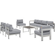 7 piece outdoor patio sectional sofa set in silver gray by Modway additional picture 6