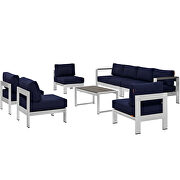 7 piece outdoor patio sectional sofa set in silver navy by Modway additional picture 7