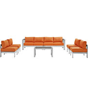 7 piece outdoor patio sectional sofa set in silver orange by Modway additional picture 6