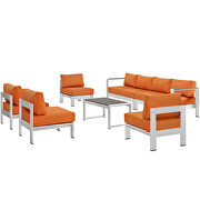 7 piece outdoor patio sectional sofa set in silver orange by Modway additional picture 7