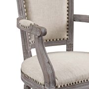 Vintage french upholstered fabric dining armchair in beige additional photo 2 of 4