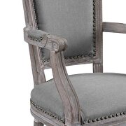 Vintage french upholstered fabric dining armchair in light gray additional photo 2 of 4