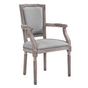 Vintage french upholstered fabric dining armchair in light gray additional photo 5 of 4
