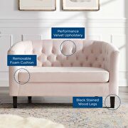Performance velvet loveseat in pink by Modway additional picture 8