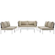 7 piece outdoor patio aluminum sectional sofa set in white beige additional photo 5 of 6
