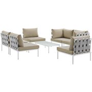 7 piece outdoor patio aluminum sectional sofa set in white beige by Modway additional picture 7