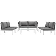 7 piece outdoor patio aluminum sectional sofa set in white gray additional photo 5 of 6