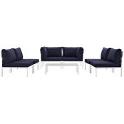 7 piece outdoor patio aluminum sectional sofa set in white navy additional photo 5 of 6