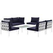 7 piece outdoor patio aluminum sectional sofa set in white navy by Modway additional picture 6