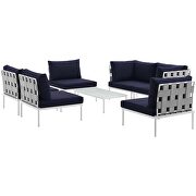 7 piece outdoor patio aluminum sectional sofa set in white navy by Modway additional picture 7
