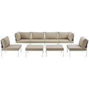 8 piece outdoor patio aluminum sectional sofa set in white beige by Modway additional picture 4