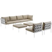 8 piece outdoor patio aluminum sectional sofa set in white beige by Modway additional picture 7