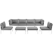 8 piece outdoor patio aluminum sectional sofa set in white gray additional photo 5 of 6