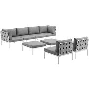 8 piece outdoor patio aluminum sectional sofa set in white gray by Modway additional picture 6