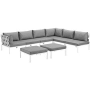 8 piece outdoor patio aluminum sectional sofa set in white gray by Modway additional picture 7