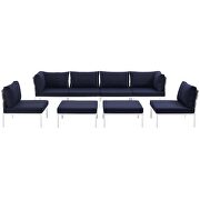 8 piece outdoor patio aluminum sectional sofa set in white navy additional photo 4 of 6