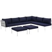 8 piece outdoor patio aluminum sectional sofa set in white navy by Modway additional picture 6