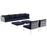8 piece outdoor patio aluminum sectional sofa set in white navy by Modway additional picture 7