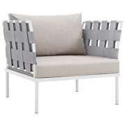 6 piece outdoor patio aluminum sectional sofa set in white beige additional photo 3 of 7