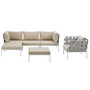 6 piece outdoor patio aluminum sectional sofa set in white beige additional photo 5 of 7