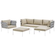 6 piece outdoor patio aluminum sectional sofa set in white beige by Modway additional picture 7