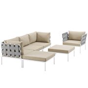 6 piece outdoor patio aluminum sectional sofa set in white beige by Modway additional picture 8
